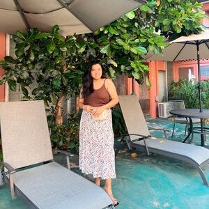 Brown Top and Floral Skirt